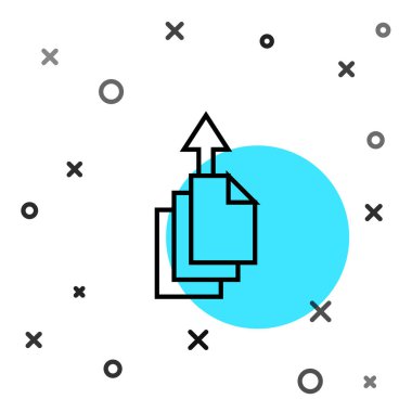 Siyah çizgi veri aktarma simgesi beyaz arkaplanda izole edildi. Rastgele dinamik şekiller. Vektör