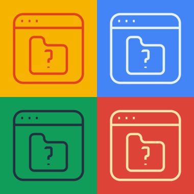 Pop sanat çizgisi kayıp simgesi renk arkaplanında izole edildi. Vektör