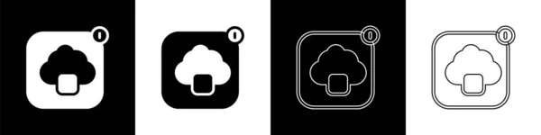 设置在黑白背景下隔离的云技术数据传输和存储图标 — 图库矢量图片