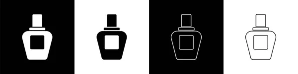 Setzen Sie Das Parfüm Symbol Isoliert Auf Schwarz Weißem Hintergrund — Stockvektor