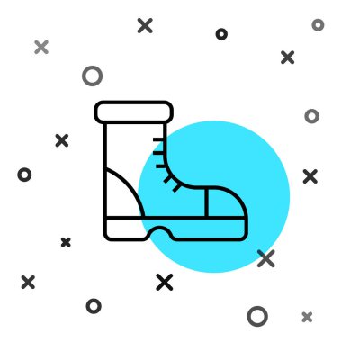 Beyaz arkaplanda siyah çizme ikonu var. Rastgele dinamik şekiller. Vektör.