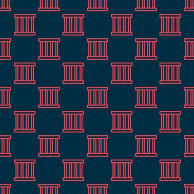Kırmızı çizgi Cezaevi pencere simgesi siyah arkaplanda kusursuz desen izole etti. Vektör.