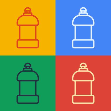 Çamaşır deterjanı, çamaşır suyu, bulaşık deterjanı ya da renkli arka planda izole edilmiş başka bir temizlik malzemesi için plastik şişe. Vektör.