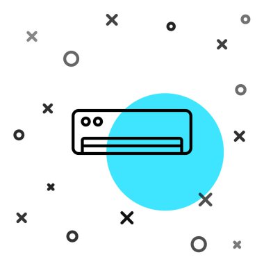 Siyah çizgi klima simgesi beyaz arka planda izole edildi. Sistemin havalandırmasını böl. Soğuk ve soğuk iklim kontrol sistemi. Rastgele dinamik şekiller. Vektör.