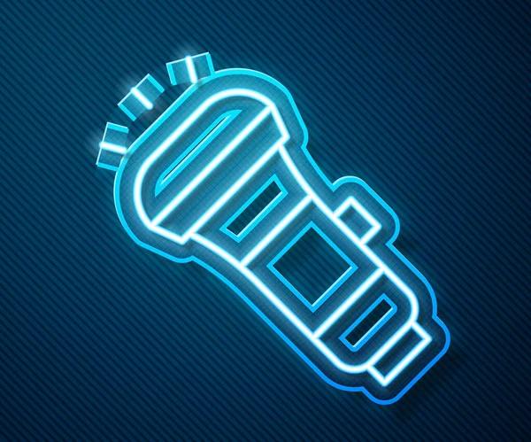 Zářící Neonová Čára Ikona Baterky Izolovaná Modrém Pozadí Vektor — Stockový vektor
