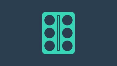 Mavi zemin üzerinde fırça simgesi olan turkuaz göz farı paleti. 4K Video hareketli grafik canlandırması