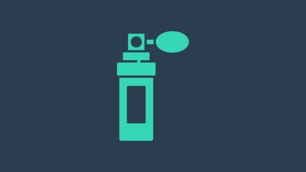 Türkiz parfüm ikon elszigetelt kék alapon. 4K Videó mozgás grafikus animáció — Stock videók