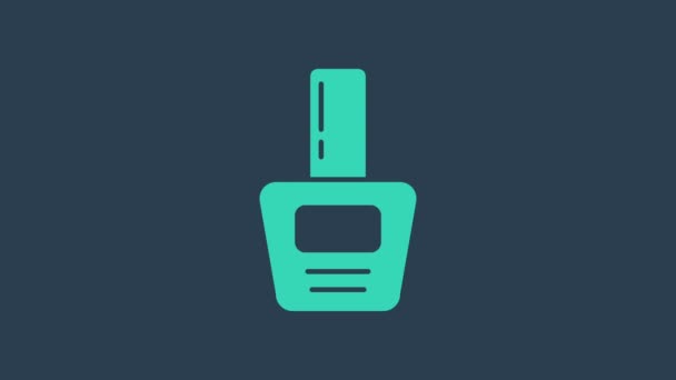 Tyrkysová Lak na nehty ikona izolované na modrém pozadí. Grafická animace pohybu videa 4K