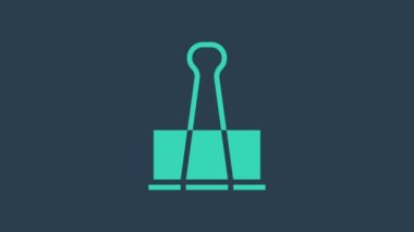 Mavi arkaplanda turkuaz klasör simgesi izole edildi. Ataç. 4K Video hareketli grafik canlandırması