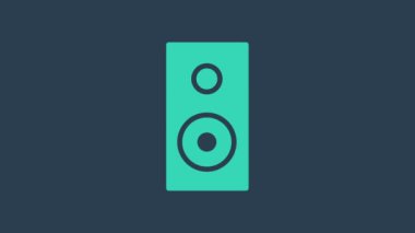 Turkuaz Stereo hoparlör ikonu mavi arkaplanda izole edildi. Ses sistemi hoparlörleri. Müzik ikonu. Müzikal sütun hoparlörü. 4K Video hareketli grafik canlandırması