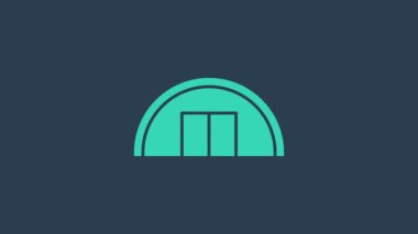 Turkuaz Depo simgesi mavi arka planda izole edildi. 4K Video hareketli grafik canlandırması