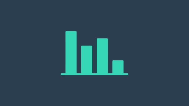 Icono de infografía de gráfico de pastel de turquesa aislado sobre fondo azul. Signo de diagrama gráfico. Animación gráfica de vídeo 4K — Vídeos de Stock