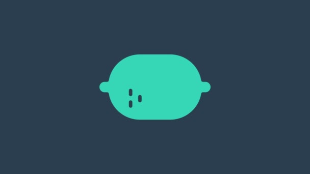 Turkusowa ikona cytrynowa izolowana na niebieskim tle. 4K Animacja graficzna ruchu wideo — Wideo stockowe