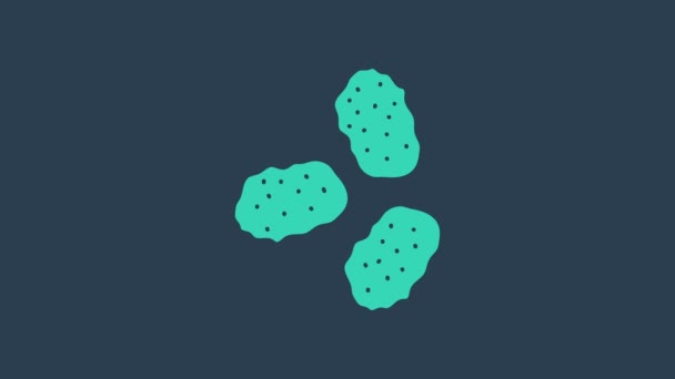 Бірюзові курячі нагетси ізольовані на синьому фоні. 4K Відео рух графічна анімація — стокове відео