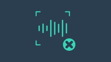 Turkuaz Reddetme ses tanıma simgesi mavi arkaplanda izole edildi. Kimlik tanıma için ses biyometrik kimlik doğrulaması. 4K Video hareketli grafik canlandırması