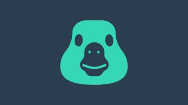 Turkuaz Kaz ikonu mavi arkaplanda izole edildi. Hayvan sembolü. 4K Video hareketli grafik canlandırması