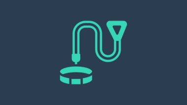 Mavi arkaplanda isim etiketi simgesi olan turkuaz yaka. Evcil hayvanlar için basit malzemeler. Kedi köpek bakımı. Evcil hayvan zincirleri. 4K Video hareketli grafik canlandırması