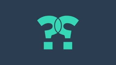 Mavi arkaplanda turkuaz soru işareti simgesi izole edildi. SSS işareti. Dosyaları kopyala, konuşma balonu ve grafiğini çıkar. 4K Video hareketli grafik canlandırması