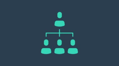 Turkuaz İşletme hiyerarşisi şeması bilgi ikonu mavi arkaplanda izole edildi. Kurumsal yapı grafik elementleri. 4K Video hareketli grafik canlandırması