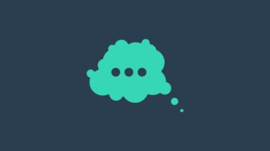 Turkuaz konuşma balonu sohbet simgesi mavi arkaplanda izole edildi. İleti simgesi. İletişim ya da yorum sohbet sembolü. 4K Video hareketli grafik canlandırması