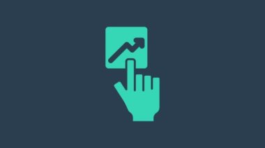 İdari simgelerden oluşan bir ekibin turkuaz lideri mavi arka planda izole edildi. 4K Video hareketli grafik canlandırması