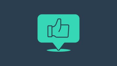 Turkuaz El, mavi arkaplanda izole edilmiş bir simge gibi. 4K Video hareketli grafik canlandırması