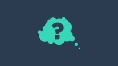 Mavi arkaplanda turkuaz soru işareti simgesi izole edildi. SSS işareti. Dosyaları kopyala, konuşma balonu ve grafiğini çıkar. 4K Video hareketli grafik canlandırması