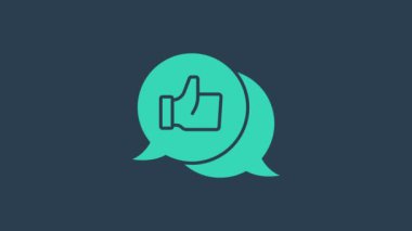 Turkuaz El, mavi arkaplanda izole edilmiş bir simge gibi. 4K Video hareketli grafik canlandırması