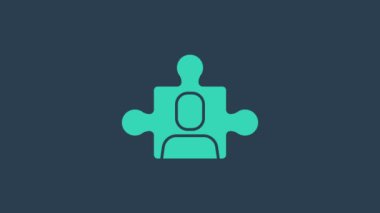 Turkuaz Proje takım taban simgesi mavi arkaplanda izole edildi. İş analizi ve planlama, danışmanlık, takım çalışması, proje yönetimi. 4K Video hareketli grafik canlandırması