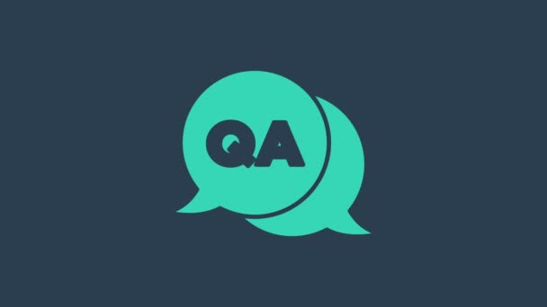 Turquoise Speech bubbles with Question and Answer icon isolated on blue background. Q and A symbol. FAQ sign. Chat speech bubble and chart. 4K Video motion graphic animation — Stock Video