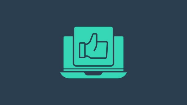 Turquoise Hand seperti ikon yang diisolasi dengan latar belakang biru. Animasi grafis gerak Video 4K — Stok Video