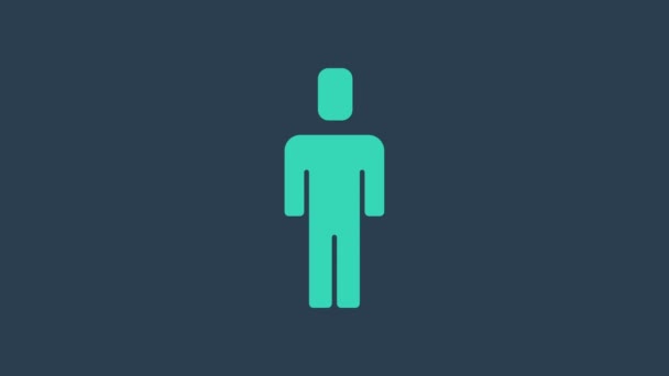 Turkusowa ikona łowiecka głowy odizolowana na niebieskim tle. Cel biznesowy lub znak zatrudnienia. Zasoby ludzkie i rekrutacja dla biznesu. 4K Animacja graficzna ruchu wideo — Wideo stockowe