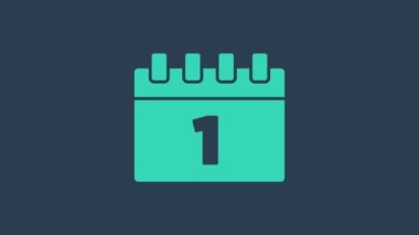 İlk Eylül ikonuna sahip turkuaz takvim mavi arkaplanda izole edildi. 1 Eylül. Tarih ve saat, gün ve ay. Tatil günü. 4K Video hareketli grafik canlandırması