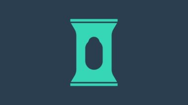 Mavi arkaplanda turkuaz ıslak mendil simgesi izole edildi. 4K Video hareketli grafik canlandırması