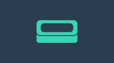 Mavi arkaplanda izole edilmiş turkuaz sabun simgesi. Köpüklü sabun çubuğu. 4K Video hareketli grafik canlandırması