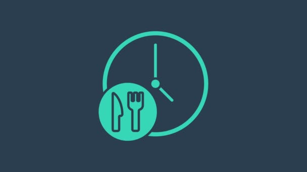Turquoise Tour de l'icône de livraison horloge isolé sur fond bleu. Animation graphique de mouvement vidéo 4K — Video