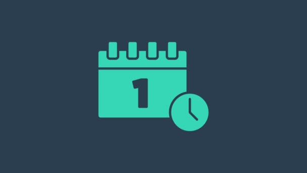 蓝绿色日历, 9月1日的日期图标孤立在蓝色背景上.9月1日日期和时间，一天，一个月。假期。4K视频运动图形动画 — 图库视频影像