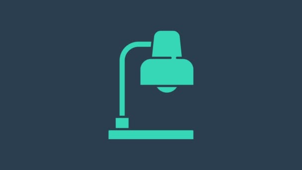 Turkoois Tafellamp pictogram geïsoleerd op blauwe achtergrond. 4K Video motion grafische animatie — Stockvideo