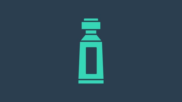 Turquoise Tube van tandpasta pictogram geïsoleerd op blauwe achtergrond. 4K Video motion grafische animatie — Stockvideo