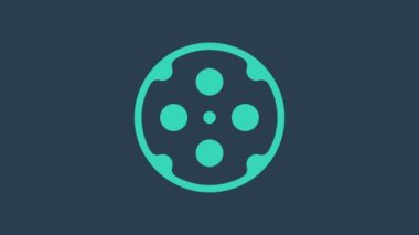 Turkuaz Revolver silindir simgesi mavi arkaplanda izole edildi. 4K Video hareketli grafik canlandırması