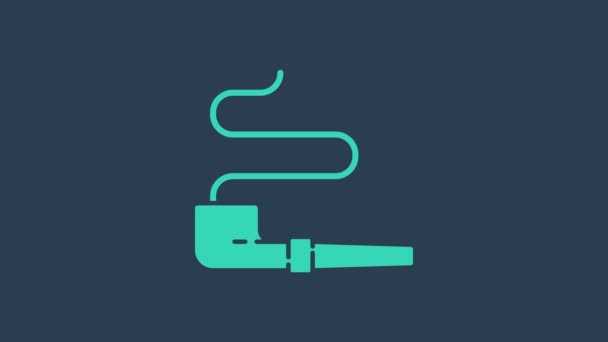 Turkos indian rökning pipa ikon isolerad på blå bakgrund. 4K Video motion grafisk animation — Stockvideo