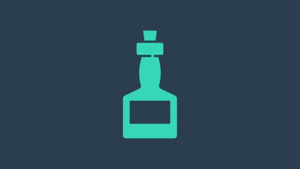 绿松石塔巴斯科酱油图标孤立在蓝色背景.辣椒辣椒辣椒酱。4K视频运动图形动画 — 图库视频影像