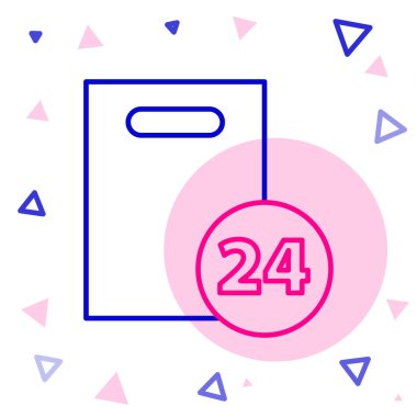 Beyaz arkaplanda karton kutu simgesi olan çizgi teslimatı. Kuryeyle kapı kapı dolaşacağız. Renkli taslak konsepti. Vektör İllüstrasyonu.