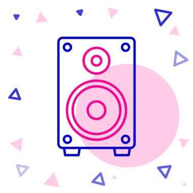 Hat Stereo hoparlörü simgesi beyaz arkaplanda izole edildi. Ses sistemi hoparlörleri. Müzik ikonu. Müzikal sütun hoparlörü. Renkli taslak konsepti. Vektör İllüstrasyonu.