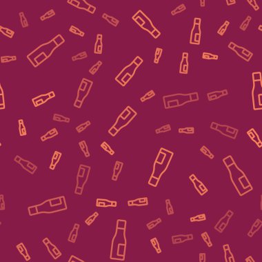 Kahverengi çizgi boyundaki su ikonu kırmızı arka planda izole edilmiş. Soda su içme tabelası. Vektör.