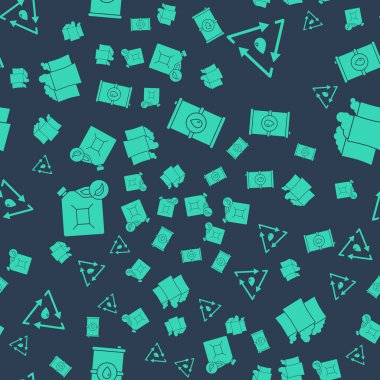 Varil yağını, yağ damlasını geri dönüşümle, biyo yakıt bidonuyla ve petrol endüstrisi fabrikasıyla kusursuz bir şablon oluşturun. Vektör.