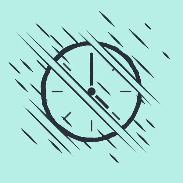 Icono Del Reloj Negro Aislado Sobre Fondo Verde Símbolo Tiempo — Vector de stock