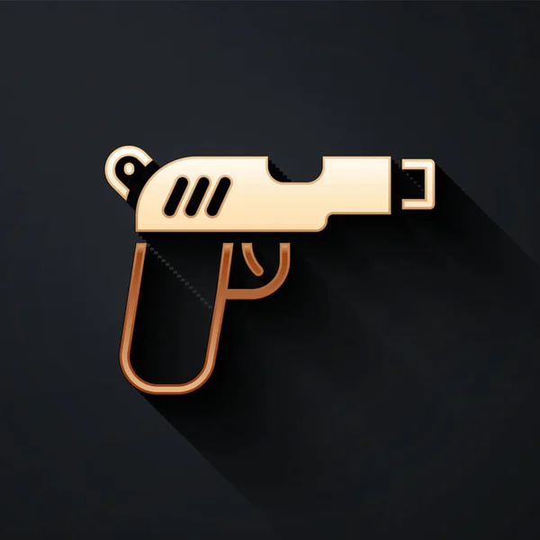 Pistola Oro Pistola Icono Aislado Sobre Fondo Negro Pistola Policial — Vector de stock