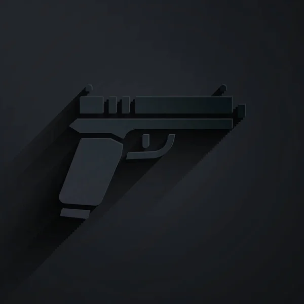 Pistola Corte Papel Pistola Icono Aislado Sobre Fondo Negro Pistola — Vector de stock