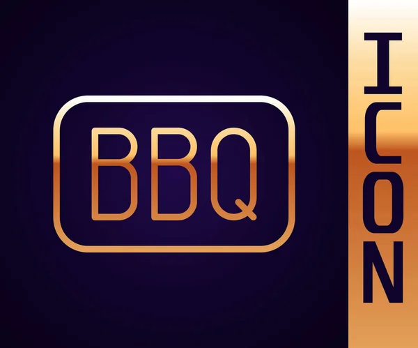Gold Line Barbecue Symbol Isoliert Auf Schwarzem Hintergrund Hitze Symbol — Stockvektor